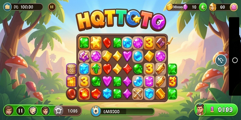 Tangkapan layar HQTOTO menampilkan gameplay seru dari permainan Match-3 yang adiktif.