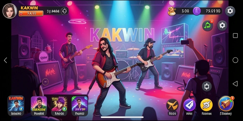Screenshot KAKWIN menampilkan pemain menikmati gameplay musik interaktif.