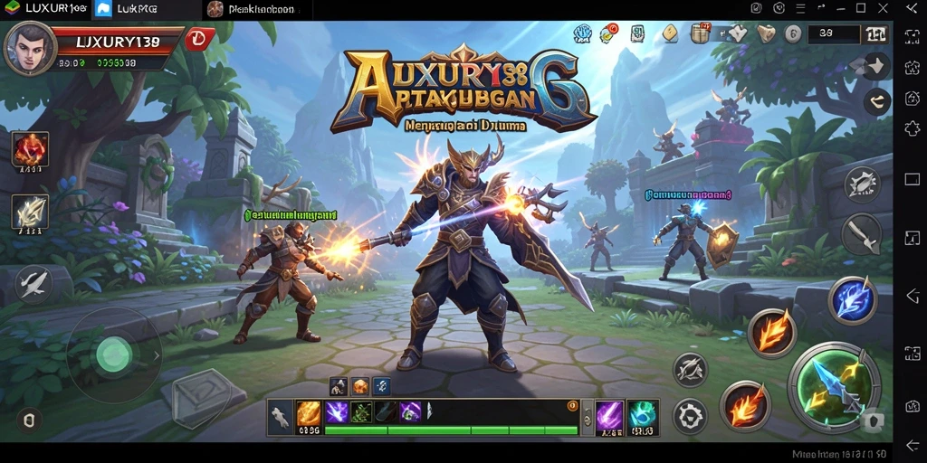 Tampilan gameplay penuh aksi dalam LUXURY138 dengan karakter yang kuat.