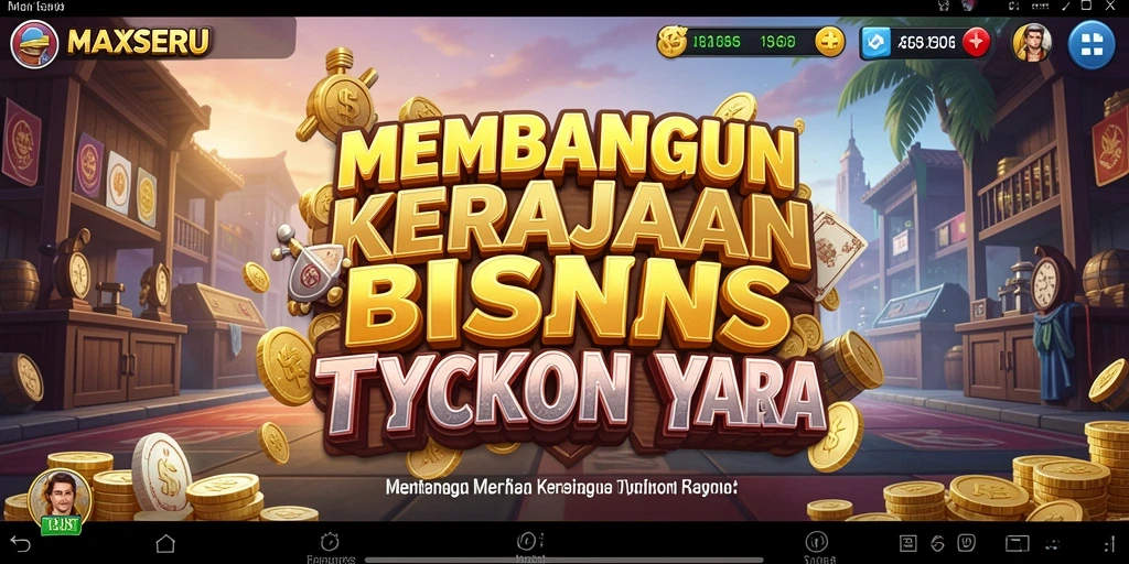 Tangkapan layar dari gameplay MAXSERU yang menunjukkan strategi bisnis yang menarik.