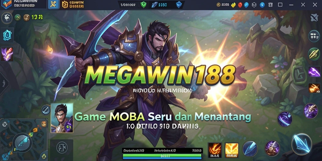 Tampilan seru gameplay MOBA MEGAWIN188 di medan perang.