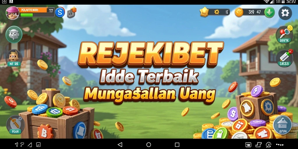 Tampilan gameplay utama REJEKIBET dengan berbagai karakter dan sumber daya.