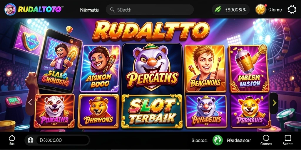 Screenshot RUDALTOTO menampilkan gameplay slot yang menarik dan penuh warna.